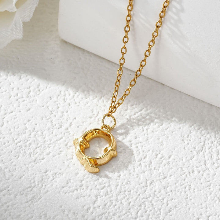 Elegante collar con colgante de letra dorada y plateada para mujer - Dorado - Q - image 18