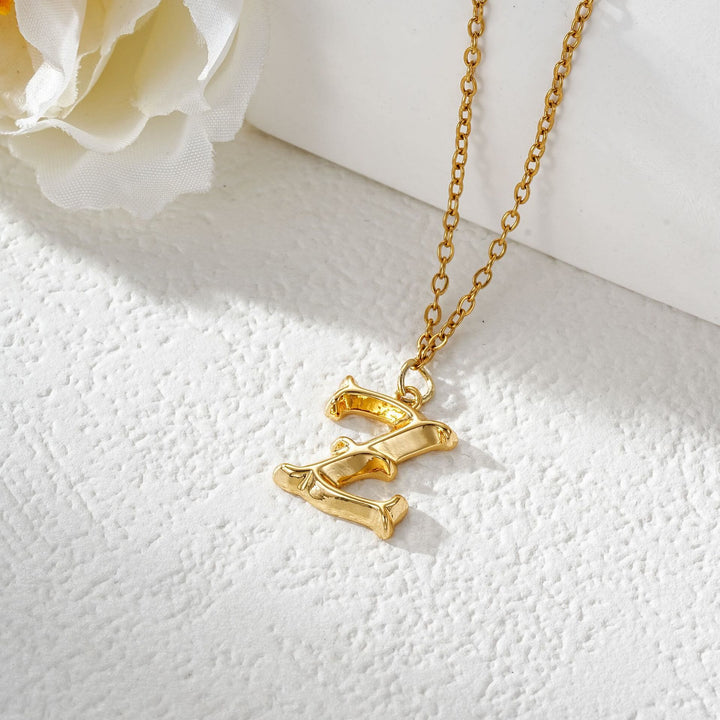 Elegante collar con colgante de letra dorada y plateada para mujer - Dorado - Z - image 27