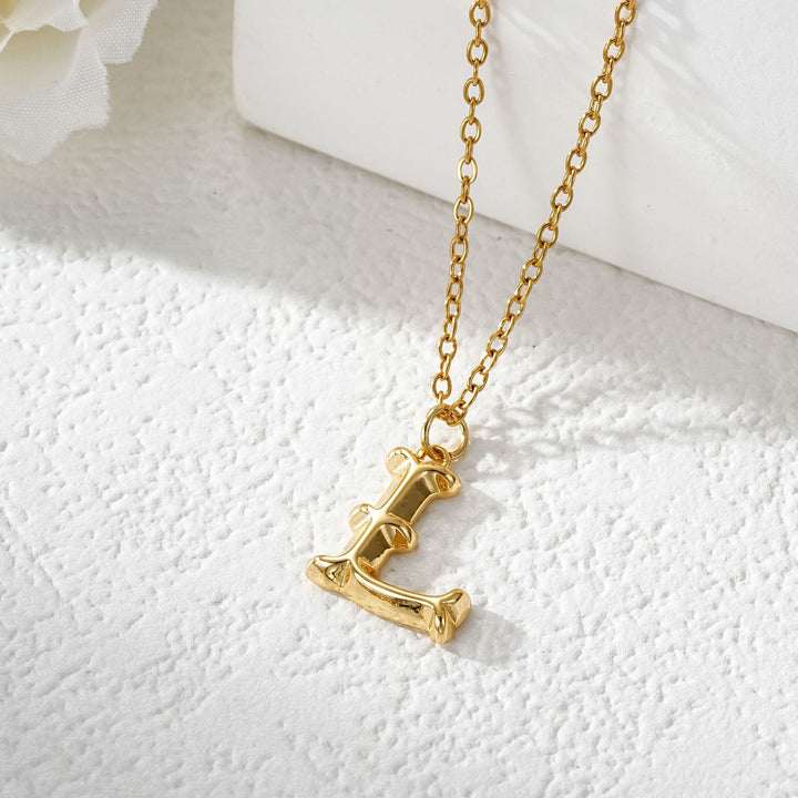 Elegante collar con colgante de letra dorada y plateada para mujer - Dorado - L - image 13