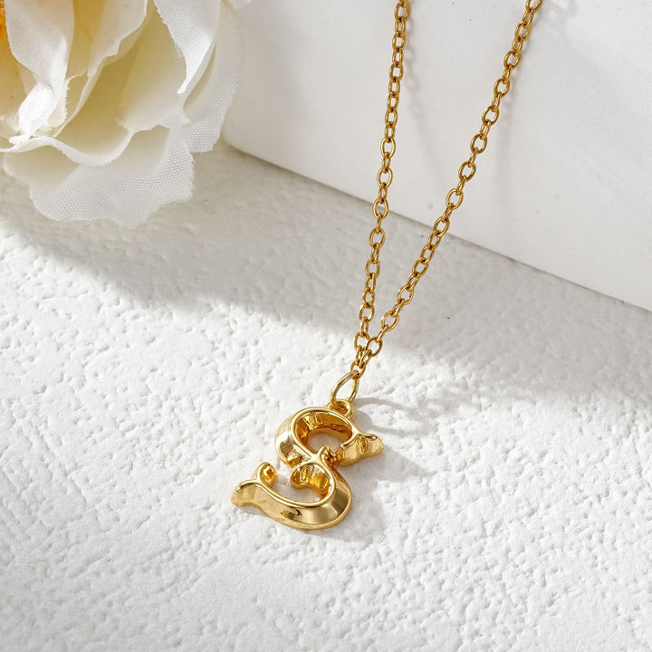 Elegante collar con colgante de letra dorada y plateada para mujer - Dorado - S - image 20