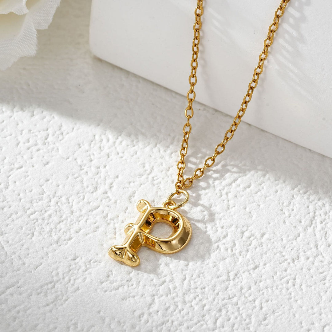 Elegante collar con colgante de letra dorada y plateada para mujer - Dorado - PAG - image 17
