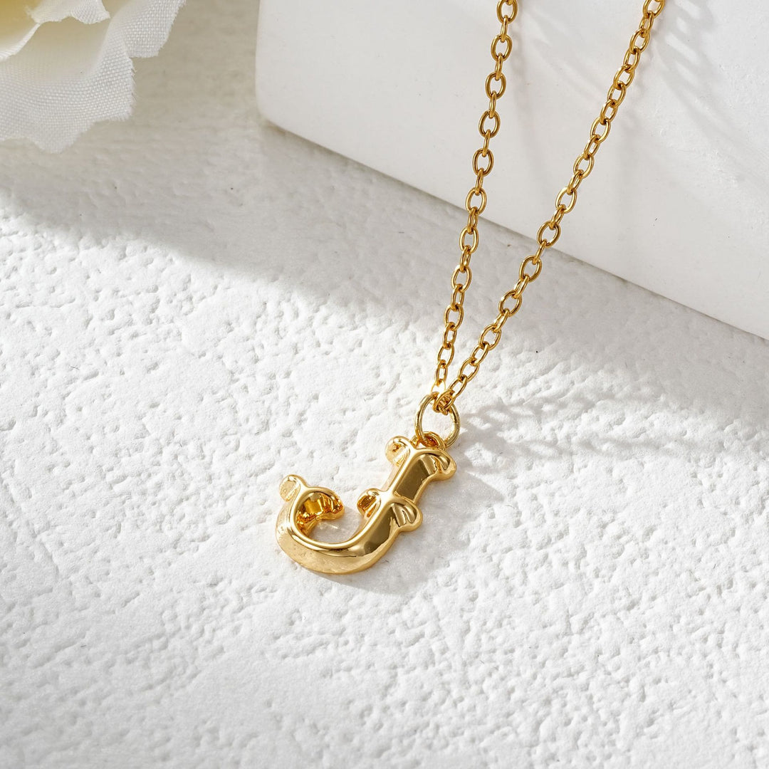 Elegante collar con colgante de letra dorada y plateada para mujer - Dorado - J - image 11