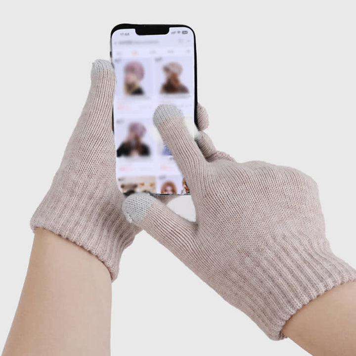 Conjunto de 3 gorros, bufandas y guantes de punto de color liso - image 8