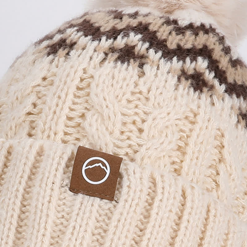 Conjunto de 3 guantes, bufanda y gorro con pompón con diseño de ondas encantador - image 1