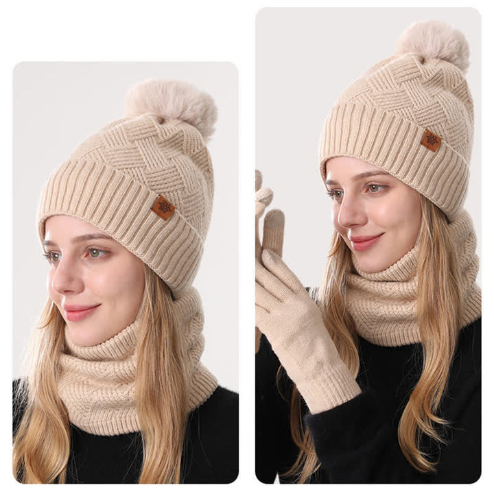 Conjunto de 3 guantes y polainas para el cuello con patrón de tejido - image 13