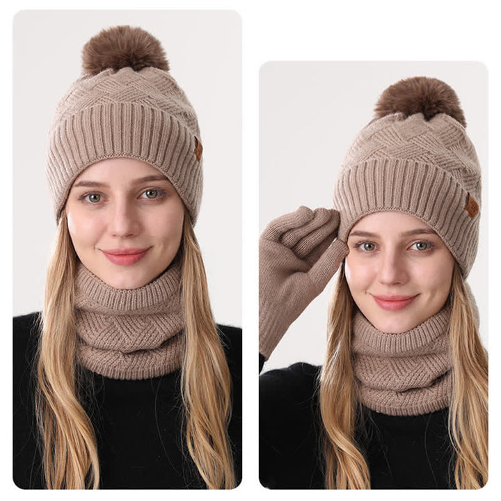 Conjunto de 3 guantes y polainas para el cuello con patrón de tejido - image 15