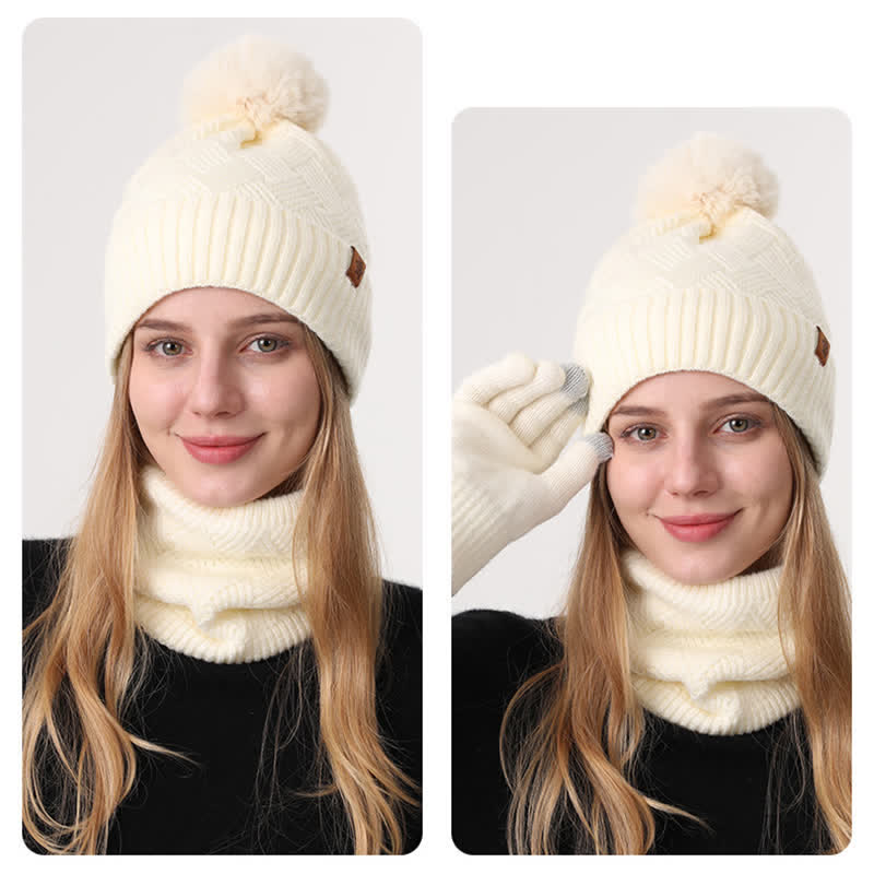 Conjunto de 3 guantes y polainas para el cuello con patrón de tejido - image 19