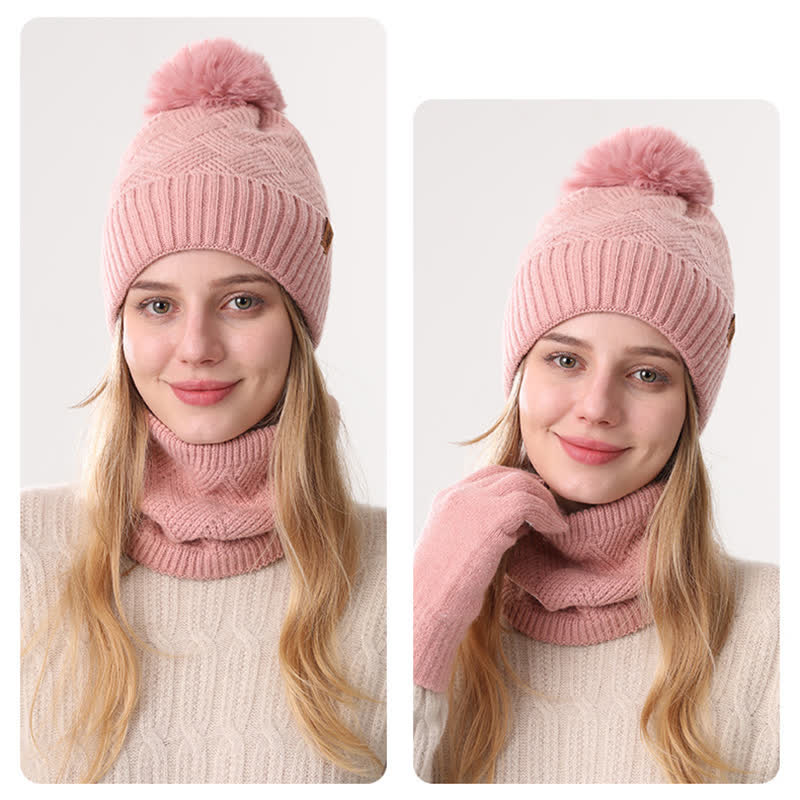 Conjunto de 3 guantes y polainas para el cuello con patrón de tejido - image 17