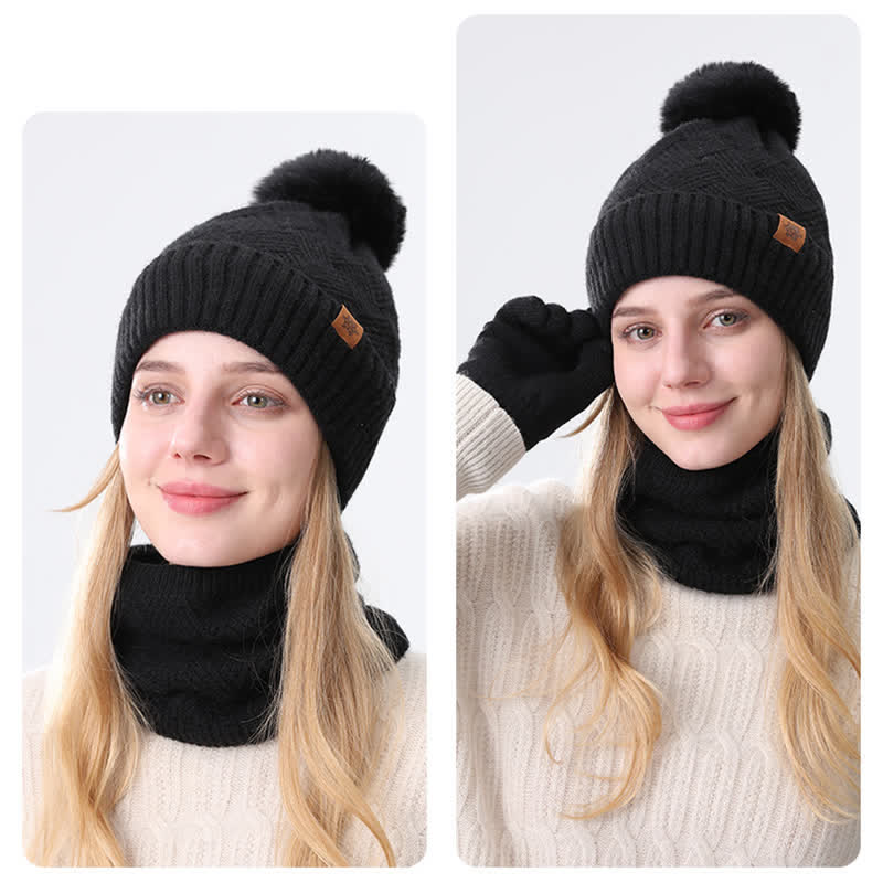 Conjunto de 3 guantes y polainas para el cuello con patrón de tejido - image 9