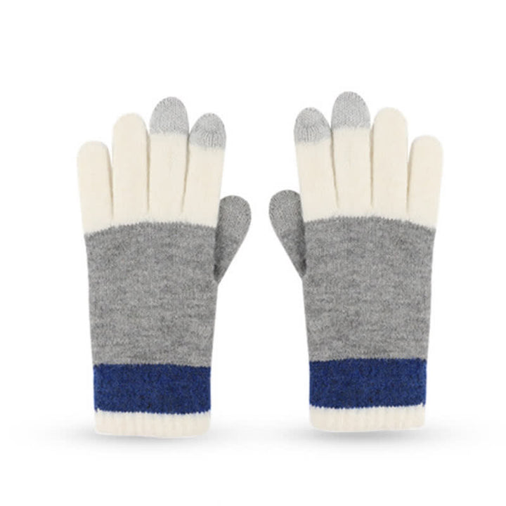 Conjunto de 3 piezas de gorro, bufanda y guantes cálidos con bloques de tres colores - image 6