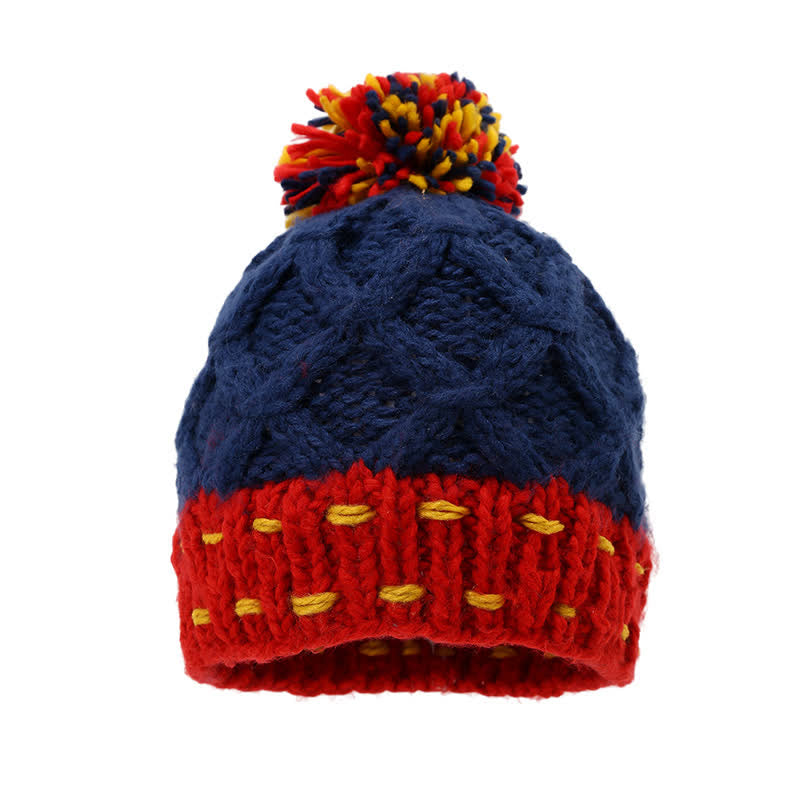 Conjunto de 3 piezas de gorro, bufanda y guantes con diseño de líneas modernas y bloques de color - image 1