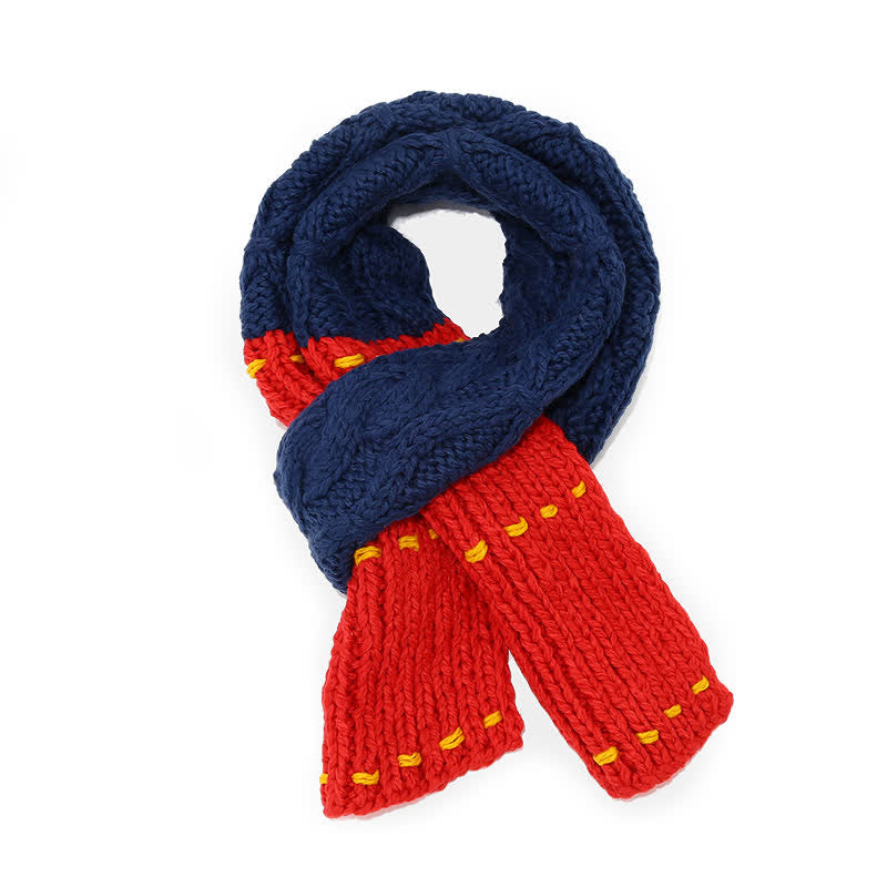 Conjunto de 3 piezas de gorro, bufanda y guantes con diseño de líneas modernas y bloques de color - image 3