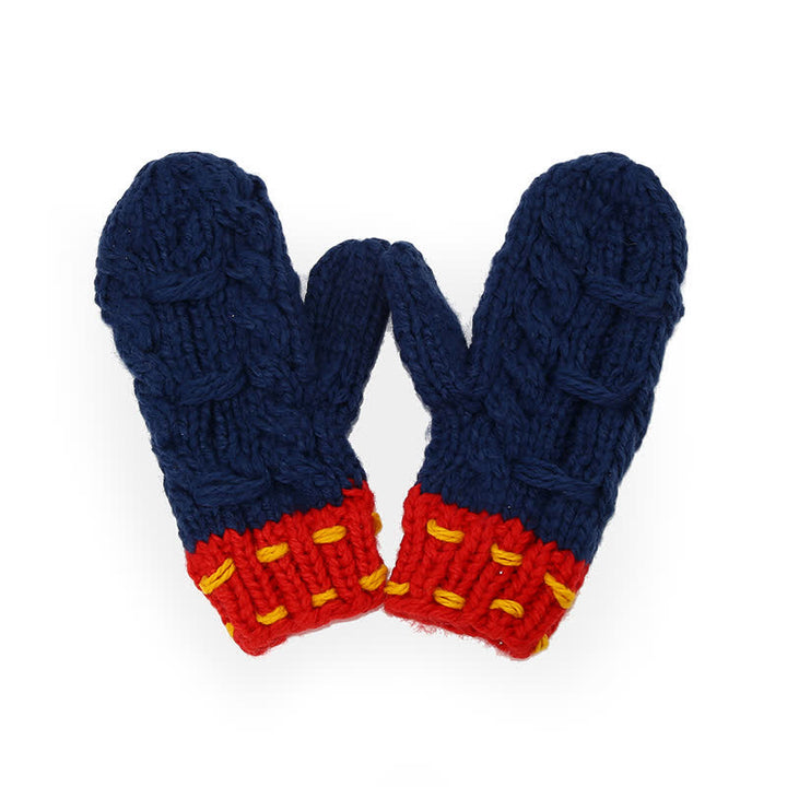 Conjunto de 3 piezas de gorro, bufanda y guantes con diseño de líneas modernas y bloques de color - image 2