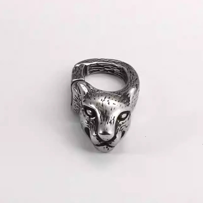 Llavero creativo de metal inoxidable con forma de cabeza de leopardo - image 3