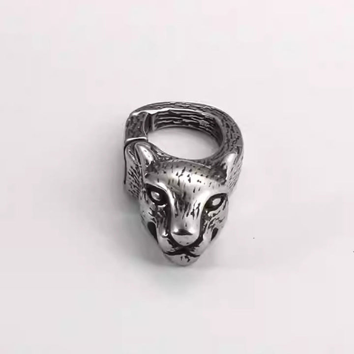 Llavero creativo de metal inoxidable con forma de cabeza de leopardo - image 3