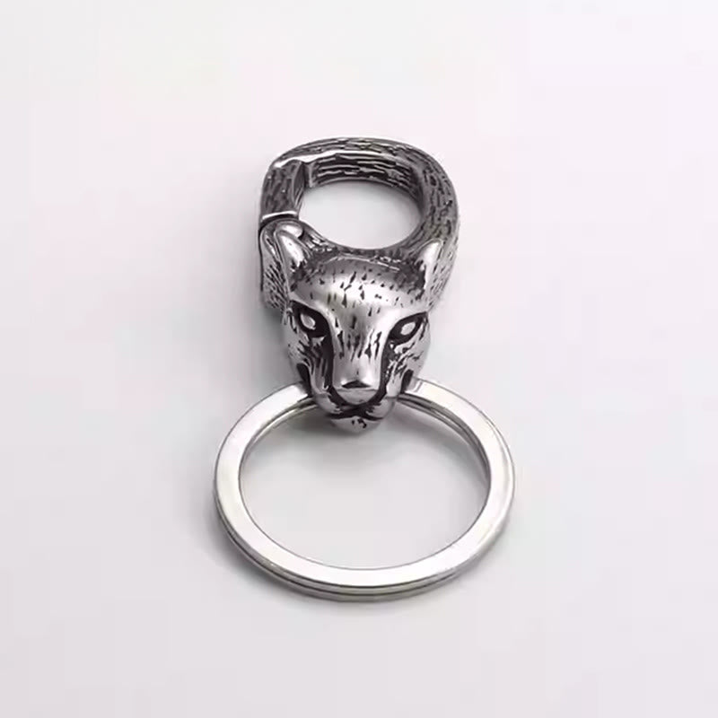 Llavero creativo de metal inoxidable con forma de cabeza de leopardo - Llavero - image 1