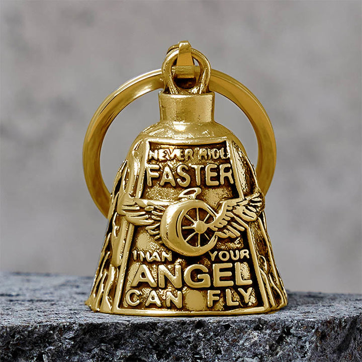 Llavero con forma de campana de la suerte y rueda de ala de ángel para montar a caballo - Dorado - Llavero - image 4