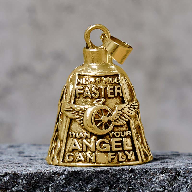 Llavero con forma de campana de la suerte y rueda de ala de ángel para montar a caballo - Dorado - Colgante - image 5