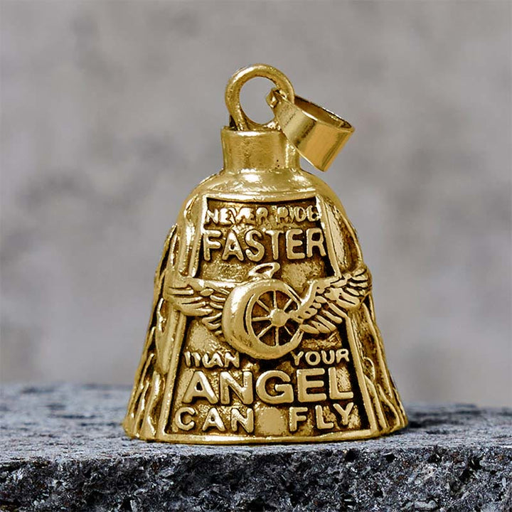 Llavero con forma de campana de la suerte y rueda de ala de ángel para montar a caballo - Dorado - Colgante - image 5