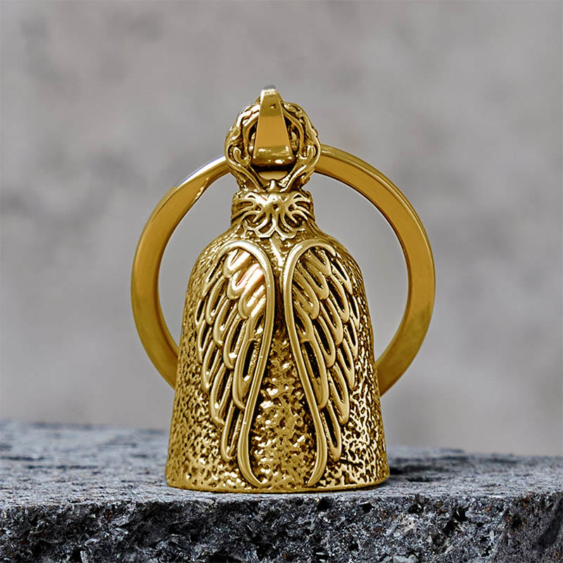 Llavero vintage con campana de motocicleta y alas de ángel - Dorado - Llavero - image 4