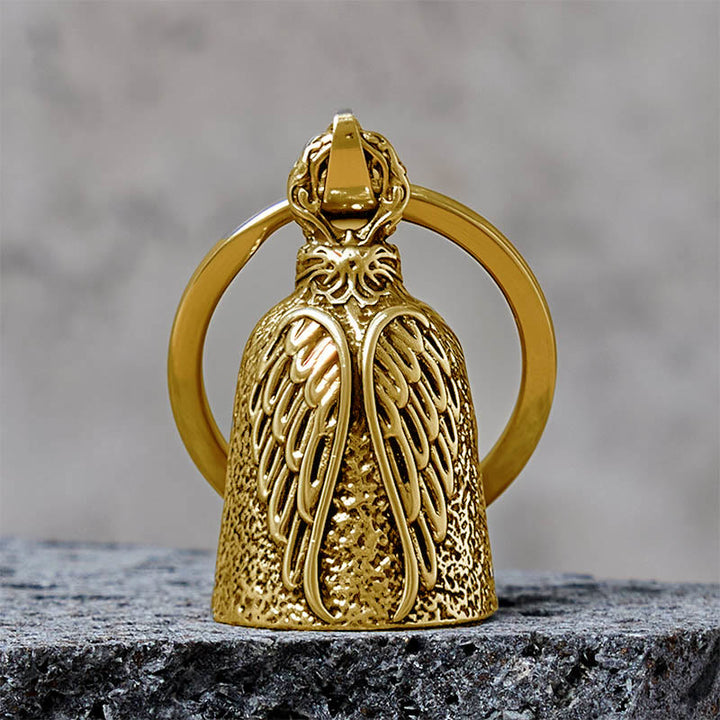 Llavero vintage con campana de motocicleta y alas de ángel - Dorado - Llavero - image 4