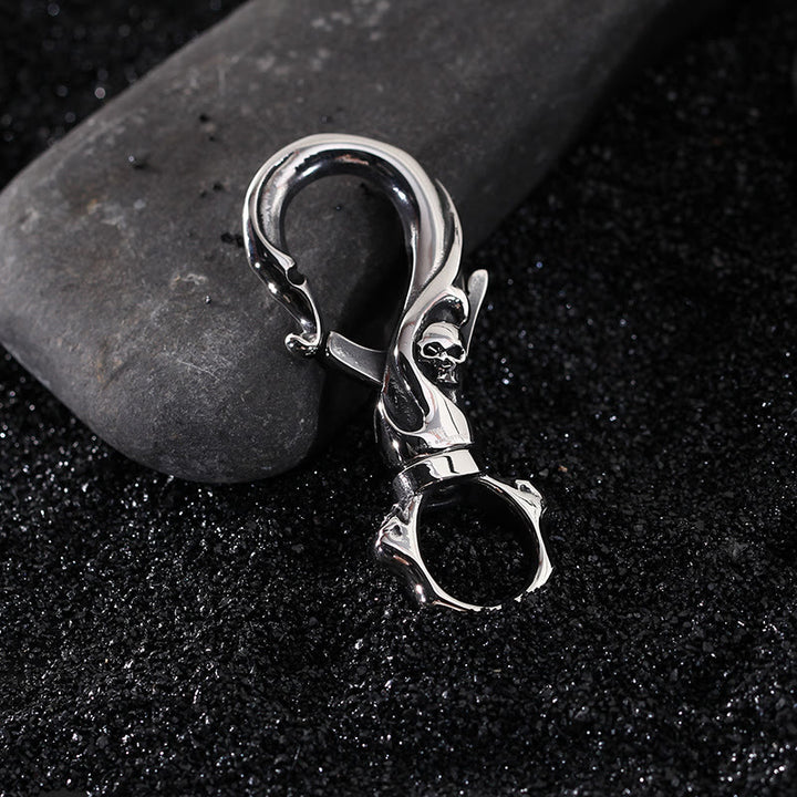 Llavero de acero inoxidable con calavera exquisita plateada - Plata - image 0