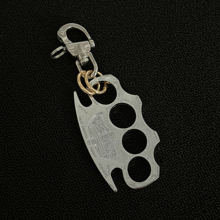 Llavero de puño americano de autodefensa de plata con doble anilla - image 2