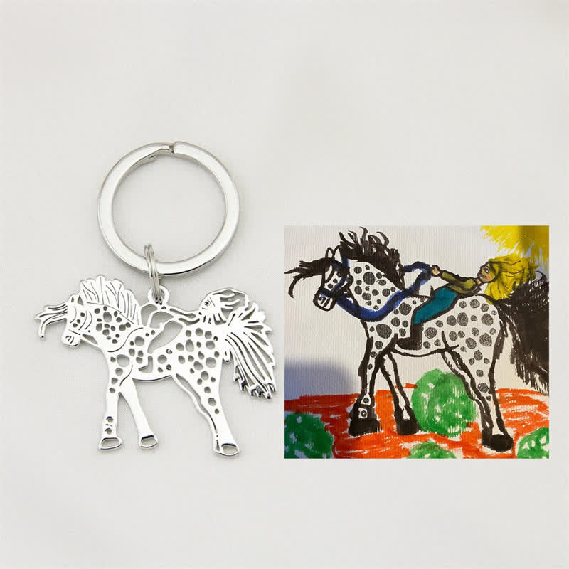 Llavero con dibujo infantil real de Creative Cutsom - Plata - image 0