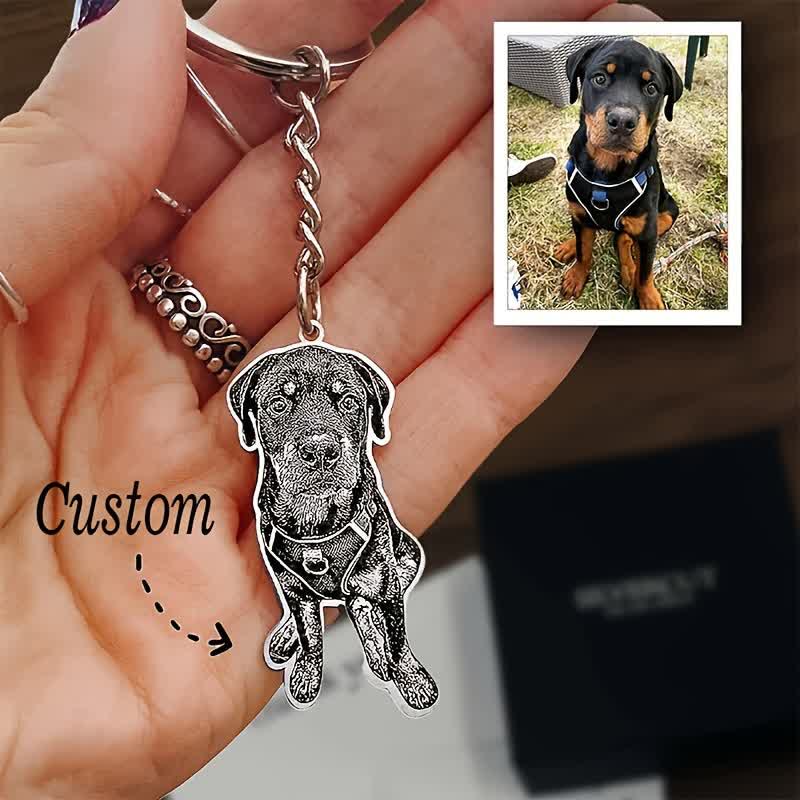Llavero con foto conmemorativa con retrato de mascota personalizado - Plata - image 0