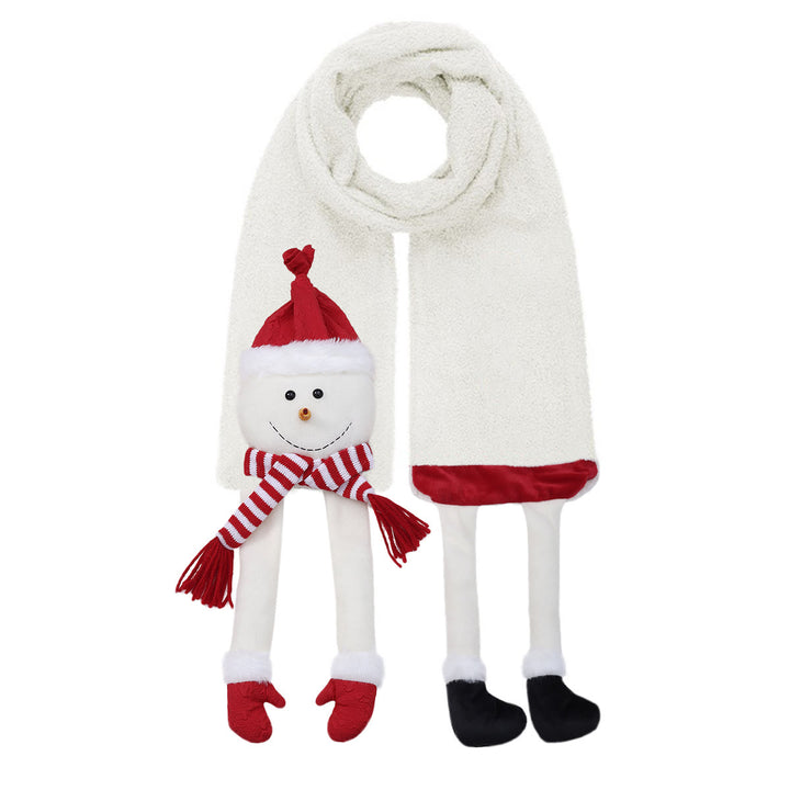 Bufanda de punto de invierno con muñeco de nieve y gorro rojo de Feliz Navidad - Blanco - image 0