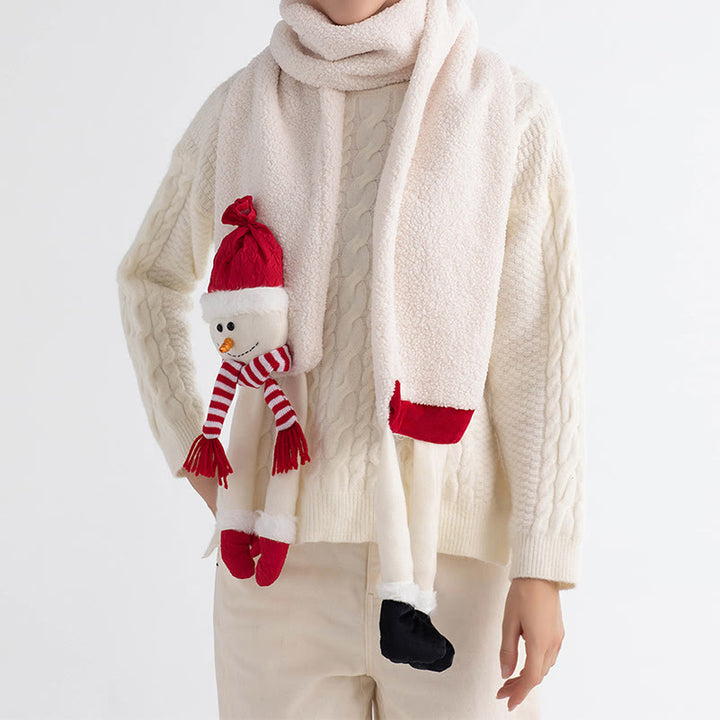 Bufanda de punto de invierno con muñeco de nieve y gorro rojo de Feliz Navidad - image 6