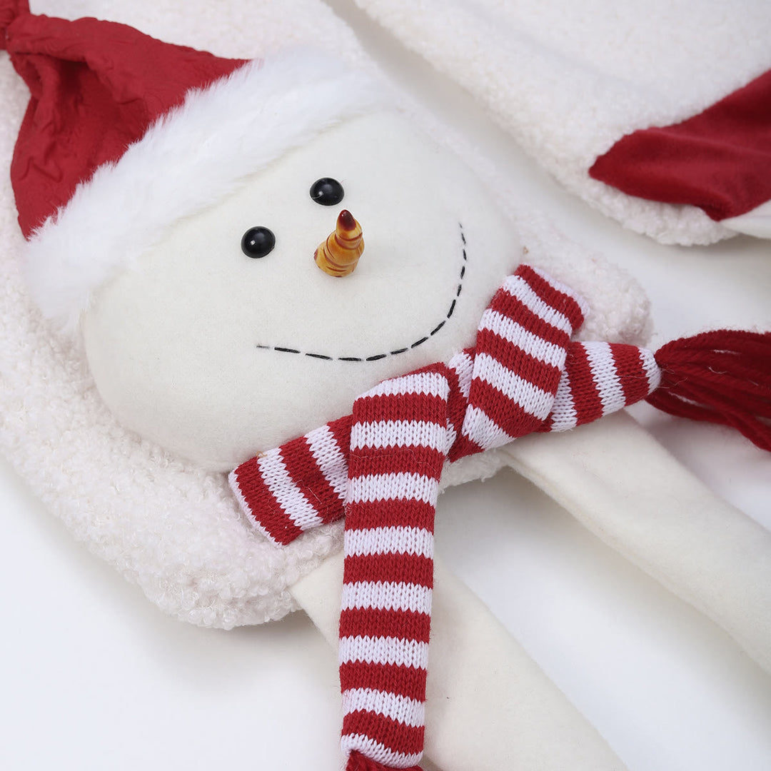Bufanda de punto de invierno con muñeco de nieve y gorro rojo de Feliz Navidad - image 2