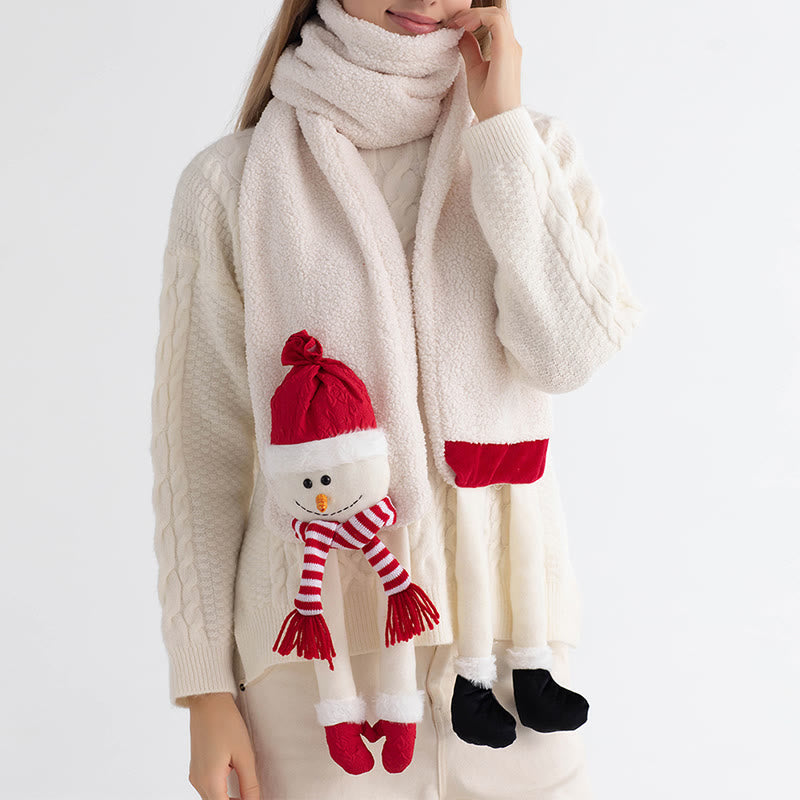 Bufanda de punto de invierno con muñeco de nieve y gorro rojo de Feliz Navidad - image 1