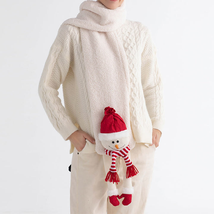 Bufanda de punto de invierno con muñeco de nieve y gorro rojo de Feliz Navidad - image 5