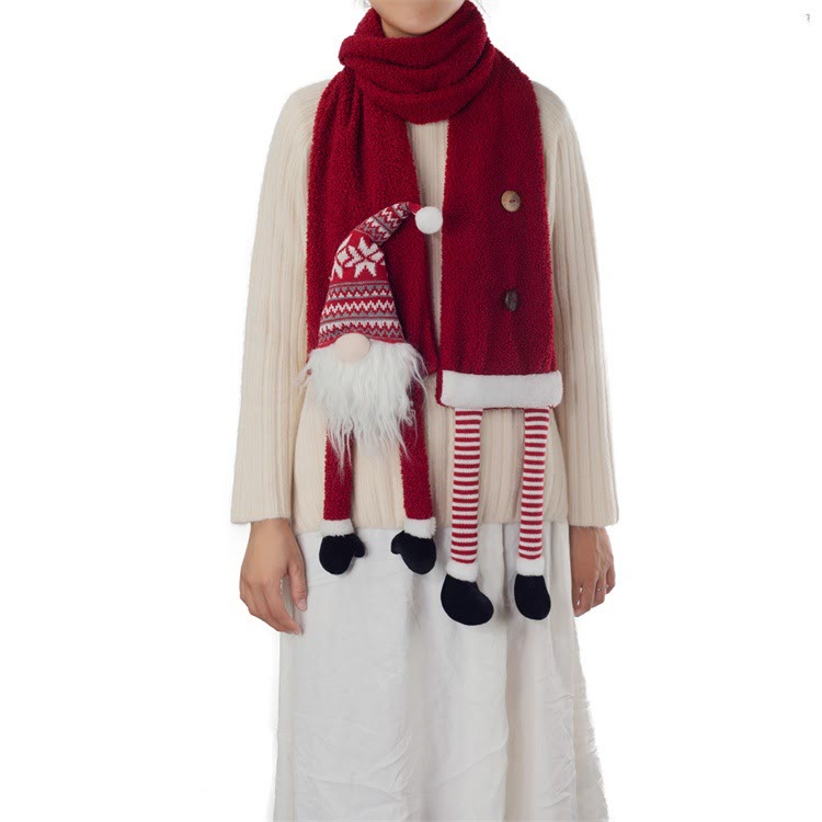 Bufanda roja de invierno con diseño creativo de Papá Noel para Navidad - image 1