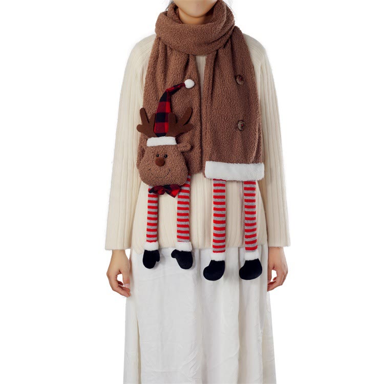 Bufanda cálida de invierno con diseño de alce marrón navideño - image 1