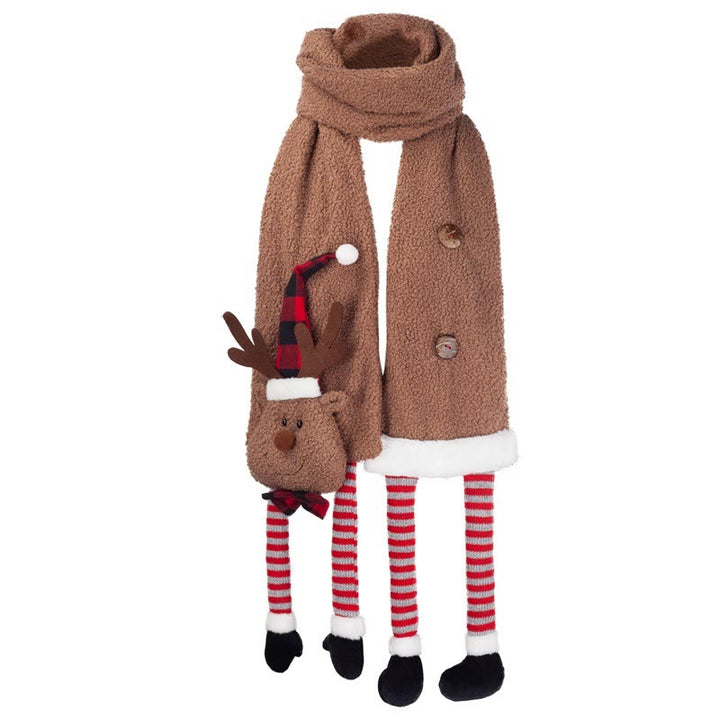 Bufanda cálida de invierno con diseño de alce marrón navideño - image 2