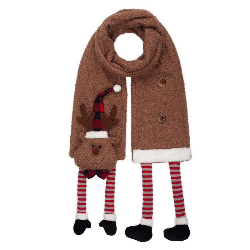 Bufanda cálida de invierno con diseño de alce marrón navideño - Marrón - image 0