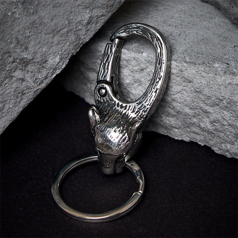 Llavero creativo de metal inoxidable con forma de cabeza de leopardo - image 3