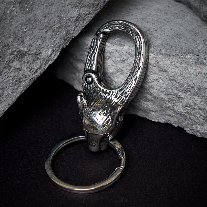 Llavero creativo de metal inoxidable con forma de cabeza de leopardo - image 3