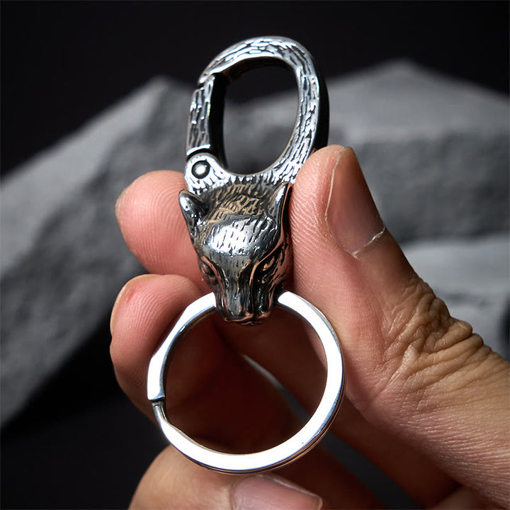 Llavero creativo de metal inoxidable con forma de cabeza de leopardo - image 1