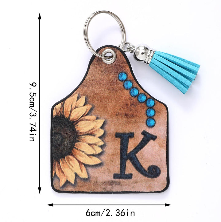 Llavero con hebilla de herradura y colgante con estampado de letras de girasoles occidentales - image 6