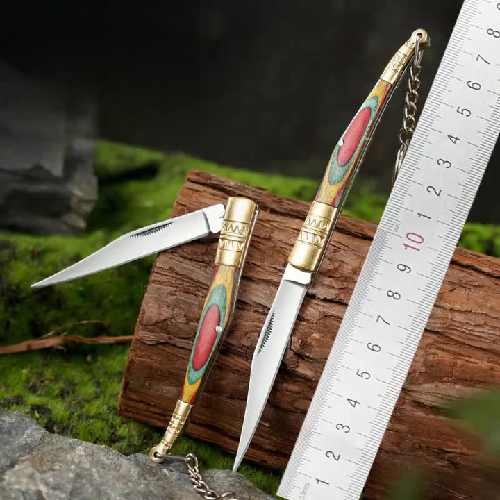 Navaja plegable para exteriores con mango colorido y collar con mano de Buda de cristal blanco - image 4