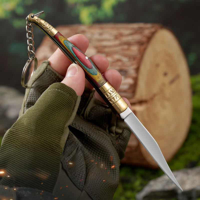 Navaja plegable para exteriores con mango colorido y collar con mano de Buda de cristal blanco - image 3