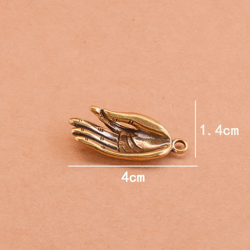 Navaja plegable de latón de colores con forma de mano de Buda y collar de piedra roja - image 8