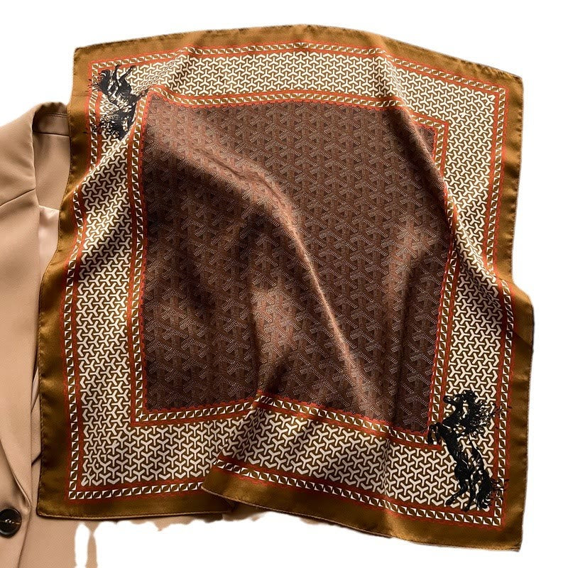 Exquisito pañuelo cuadrado de seda con estampado de anacardos, suave al tacto. - image 1