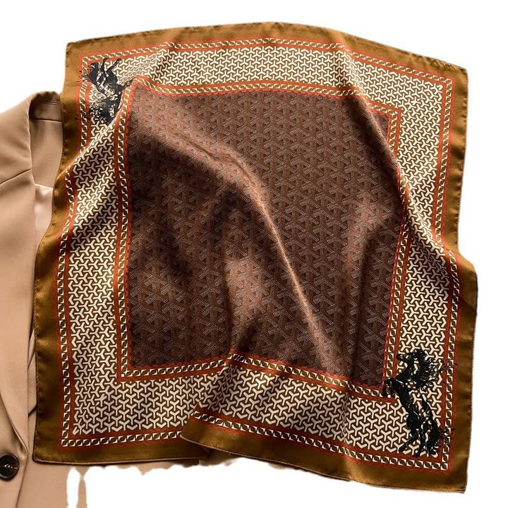 Exquisito pañuelo cuadrado de seda con estampado de anacardos, suave al tacto. - image 1