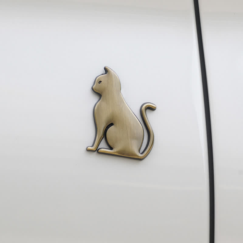Insignia de coche con pegatina metálica decorativa de gato adorable - image 9