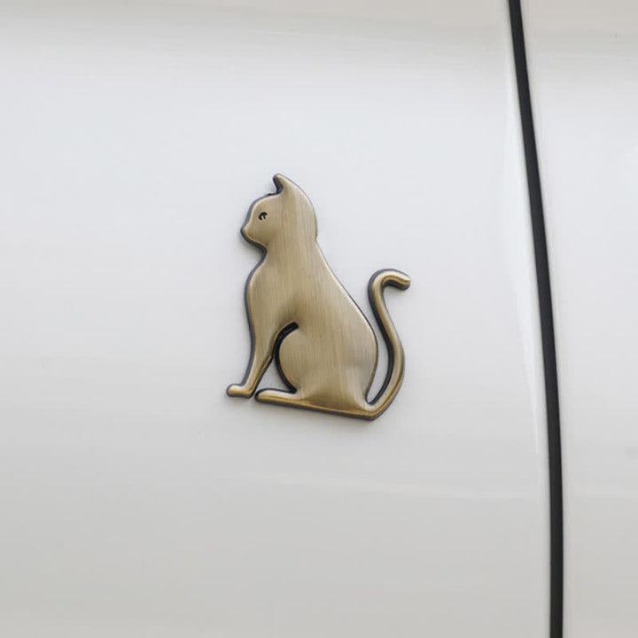 Insignia de coche con pegatina metálica decorativa de gato adorable - image 9