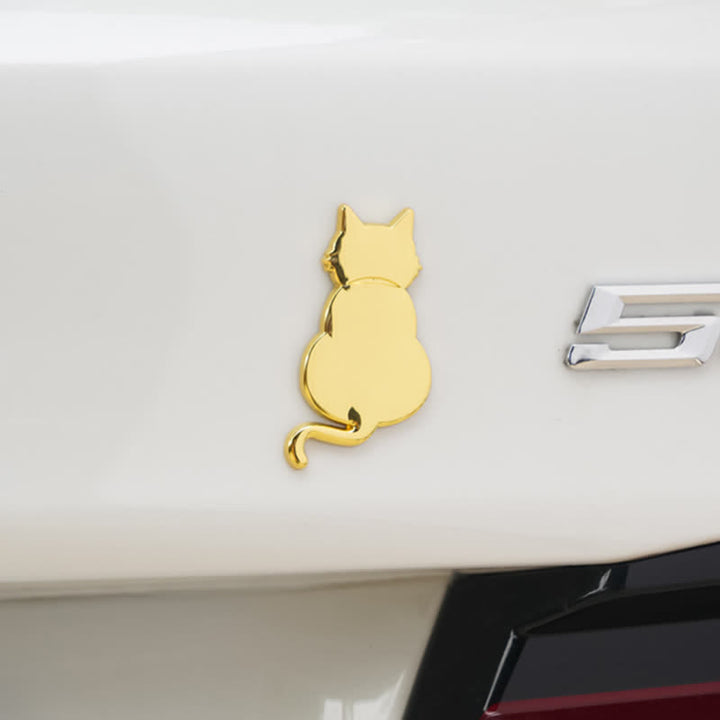 Insignia de coche con pegatina metálica decorativa de gato adorable - image 16